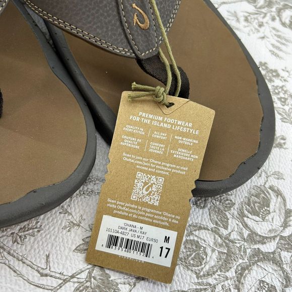 NWT Olukai Mens Ohana Sandals Size 17 Brown beach tropical slides island comfort main image 7